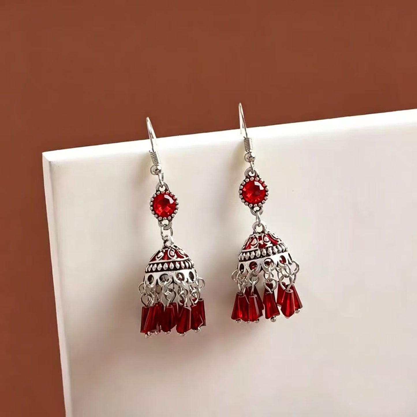Ethnic Style Tassel Long Bohemian Crystal Yunnan Summer Earrings