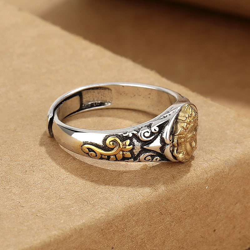 Mother Gilding Female Ethnic Antique Finish Open Adjustable Creative Index Ring