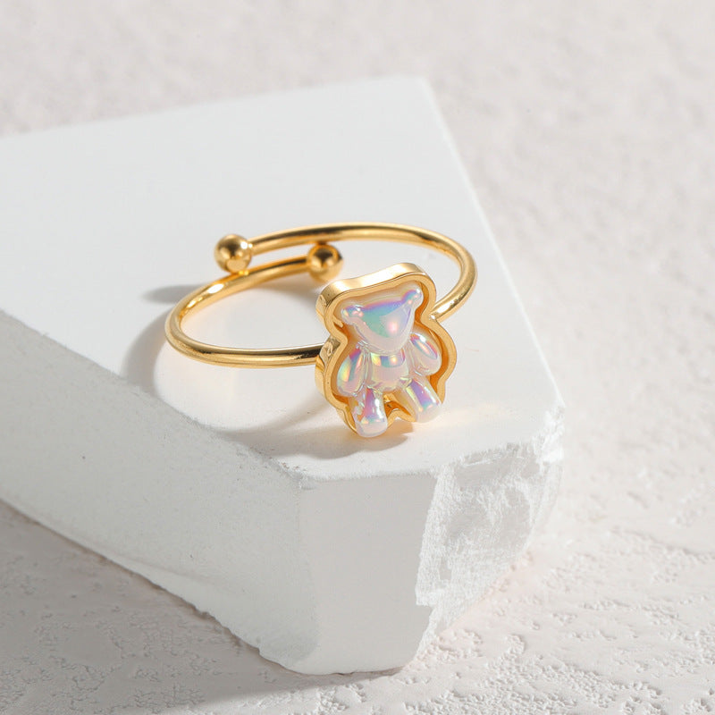 Stainless Steel Butterfly Female Light Luxury Ring