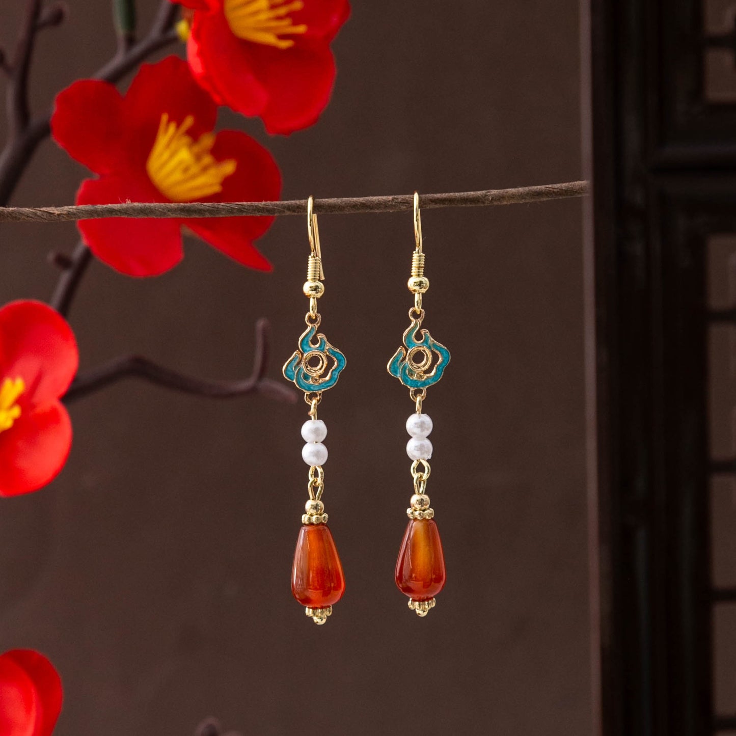 Selection Of Chinese Ancient Style Beaded Long Fringe National Hollow Earrings