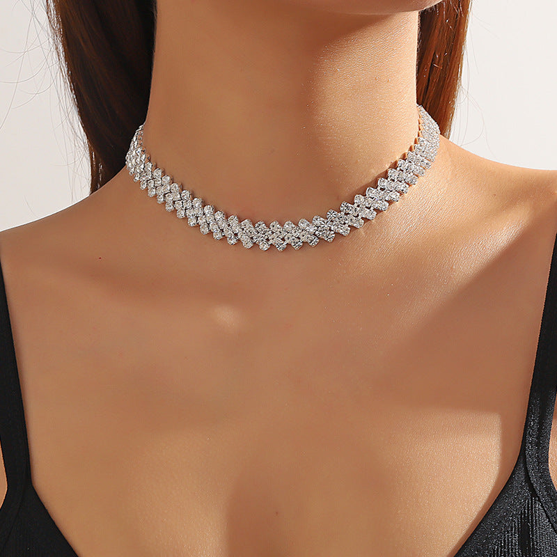 Chain Rhinestone Clavicle Banquet Formal Dress Necklaces