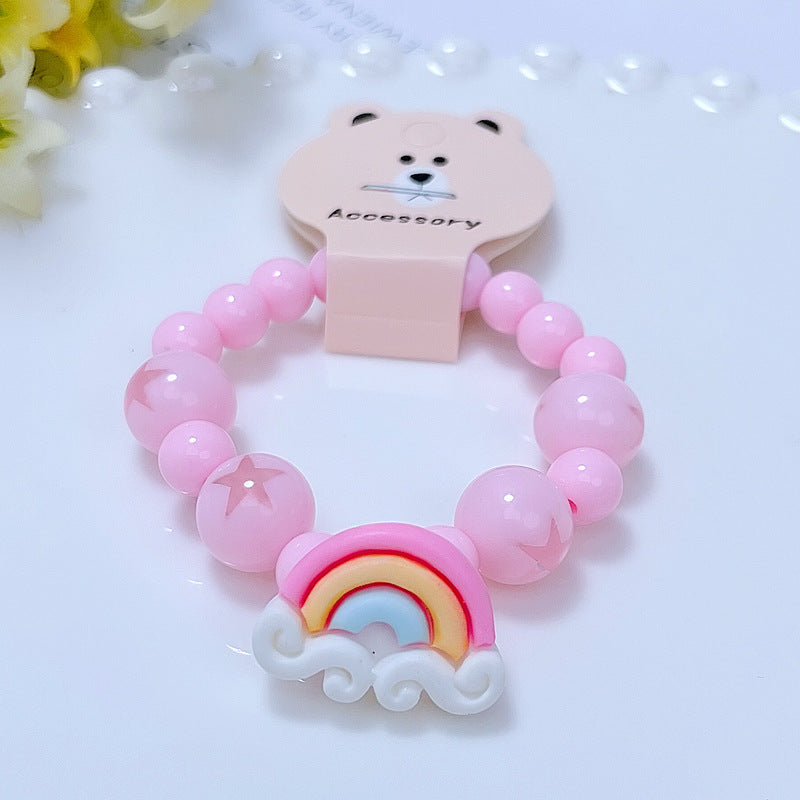 Petits accessoires de dessin animé pour enfants, bracelets de perles d'ornement princesse Elsa