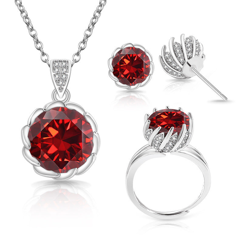 Live Gem Fashion Zircon Female Rose Color Rings
