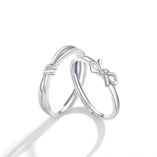 Sterling Sier Korean Style Minimalist Bowknot Rings