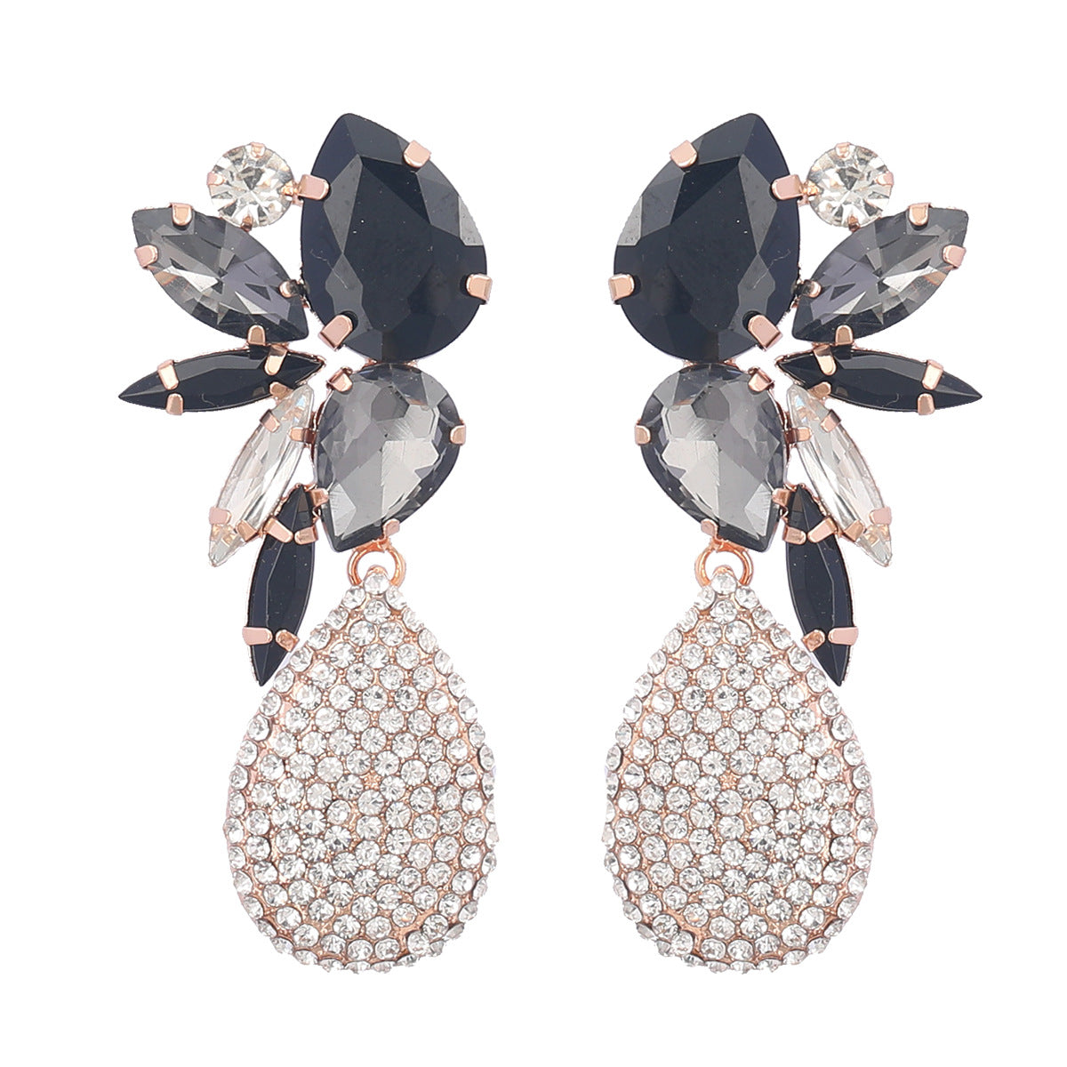 Colorful Crystals Drop-shaped Glass Drill Rhinestone Earrings