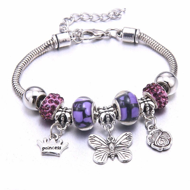Women's Grid Popular Adjustable Crystal Love Butterfly Bracelets