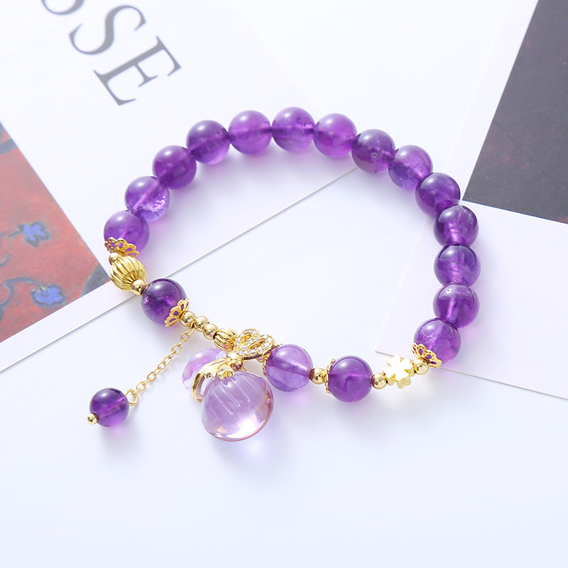 Amethyst Ethnic Style Money Bag Pendant Bracelets