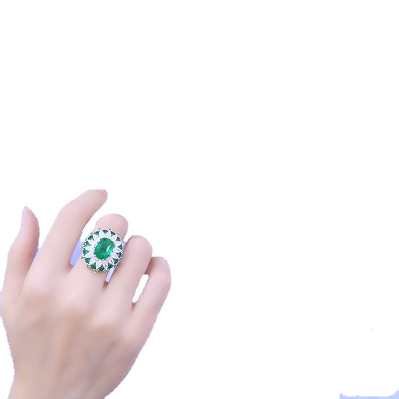 Emerald Royal Sapphire Colored Gems Open Finely Jewelry Set