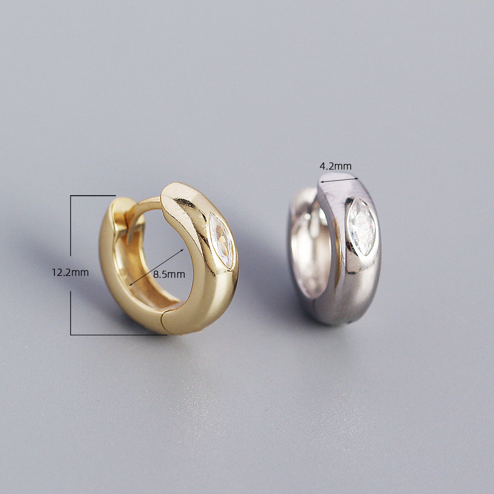 Metallic Ear Clip Sier Large Glossy Circle Horse Stud Earrings