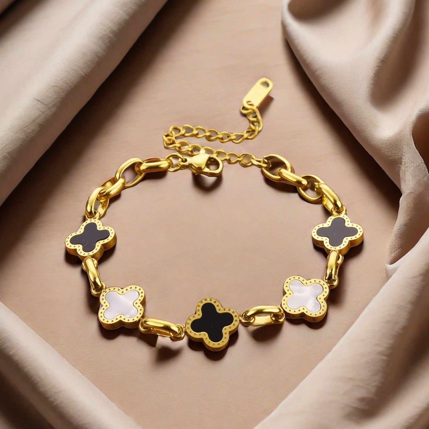 Clover Double-sided Korean Style Couple Simple Design Sense Bracelets