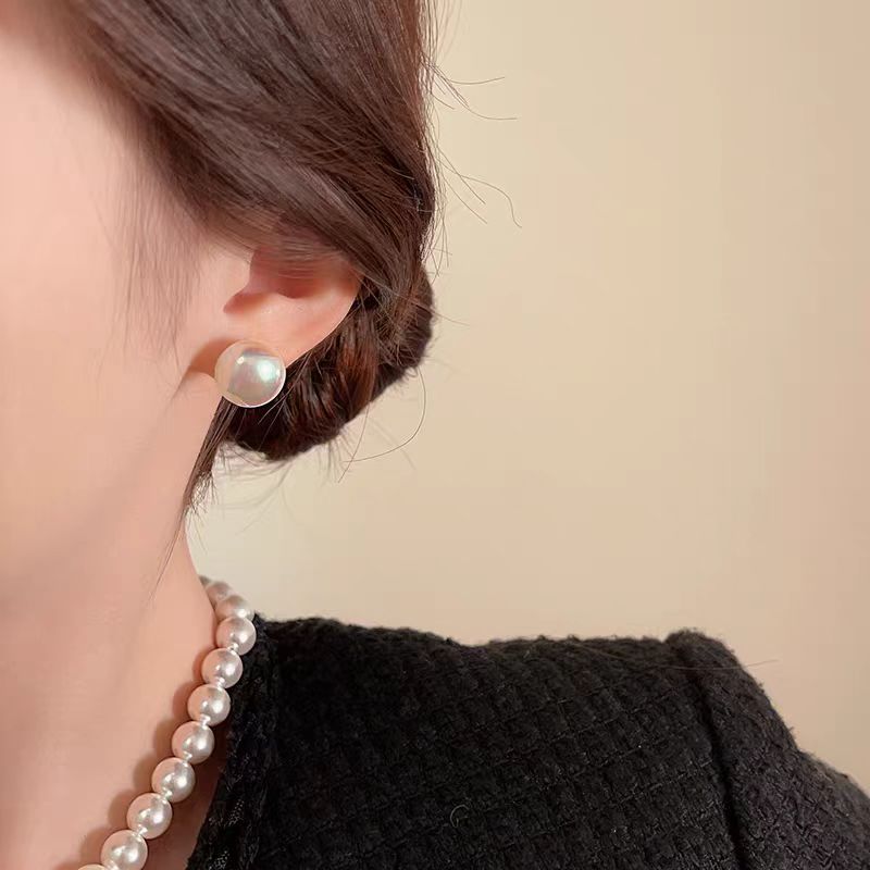 Pearl Cherry White Female Korean Sweet Popular High-grade Light Luxury Stud Earrings