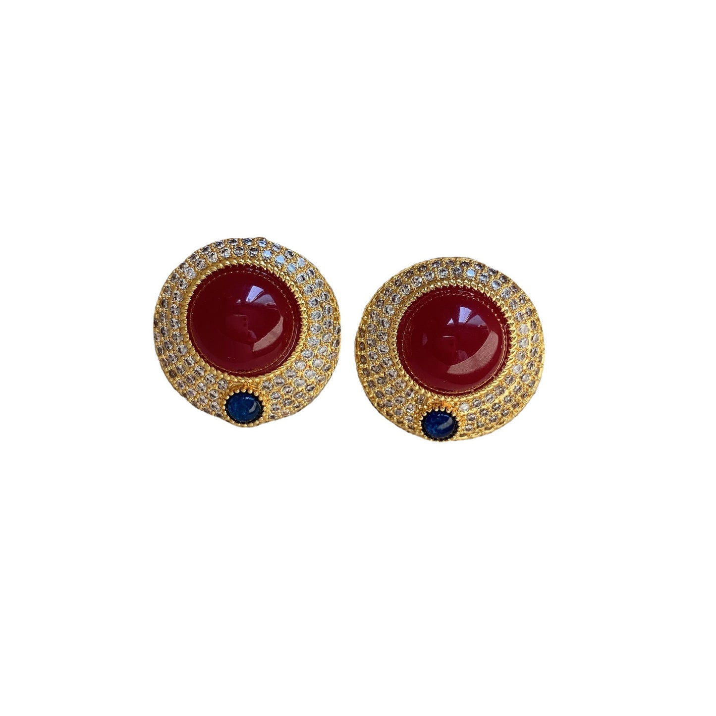 Style Ruby Dense Inlaid Full Diamond Gem Earrings