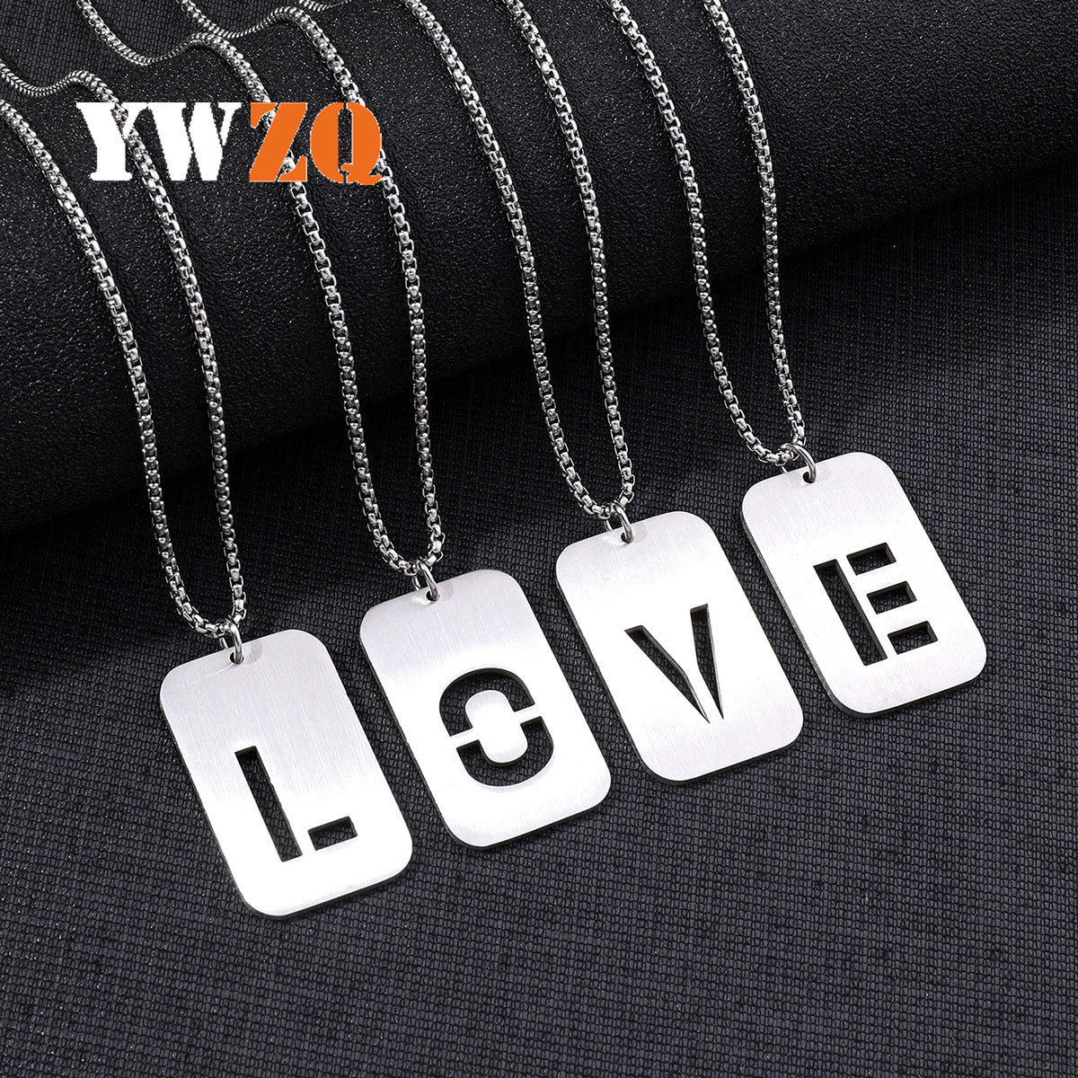 Men's Titanium Steel Female Letter Nameplate Pendant Necklaces