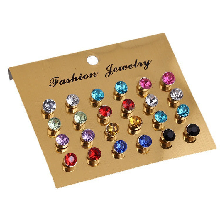 One Card Fresh Shiny Diamond Ear Earrings