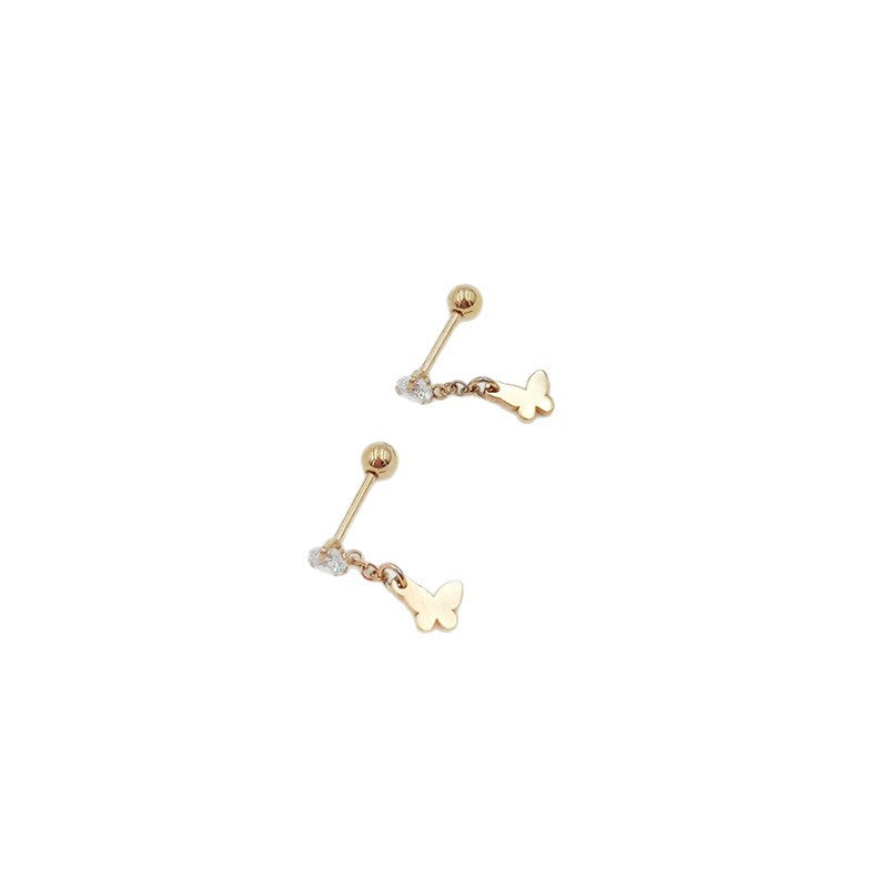 Titanium Steel Ear Bone Cross Butterfly Hollow Love Five-pointed Star Stud Earrings