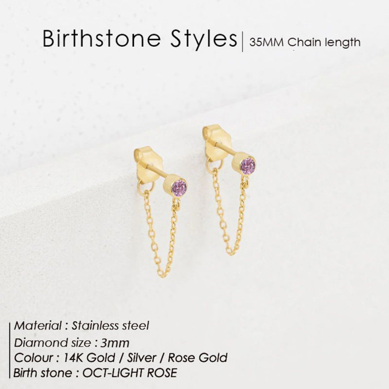 December Not Stainless Steel Tassel Light Luxury Color Earrings