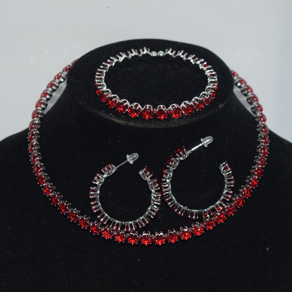 Women's Luxury Zircon Collar Ear Three-piece Horse Eye Fashion Jewelry Set