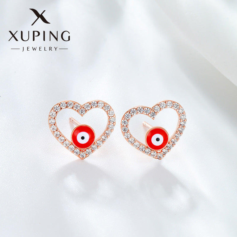 Jewelry Heart-shaped Evil Eyes Ear Drop Earrings