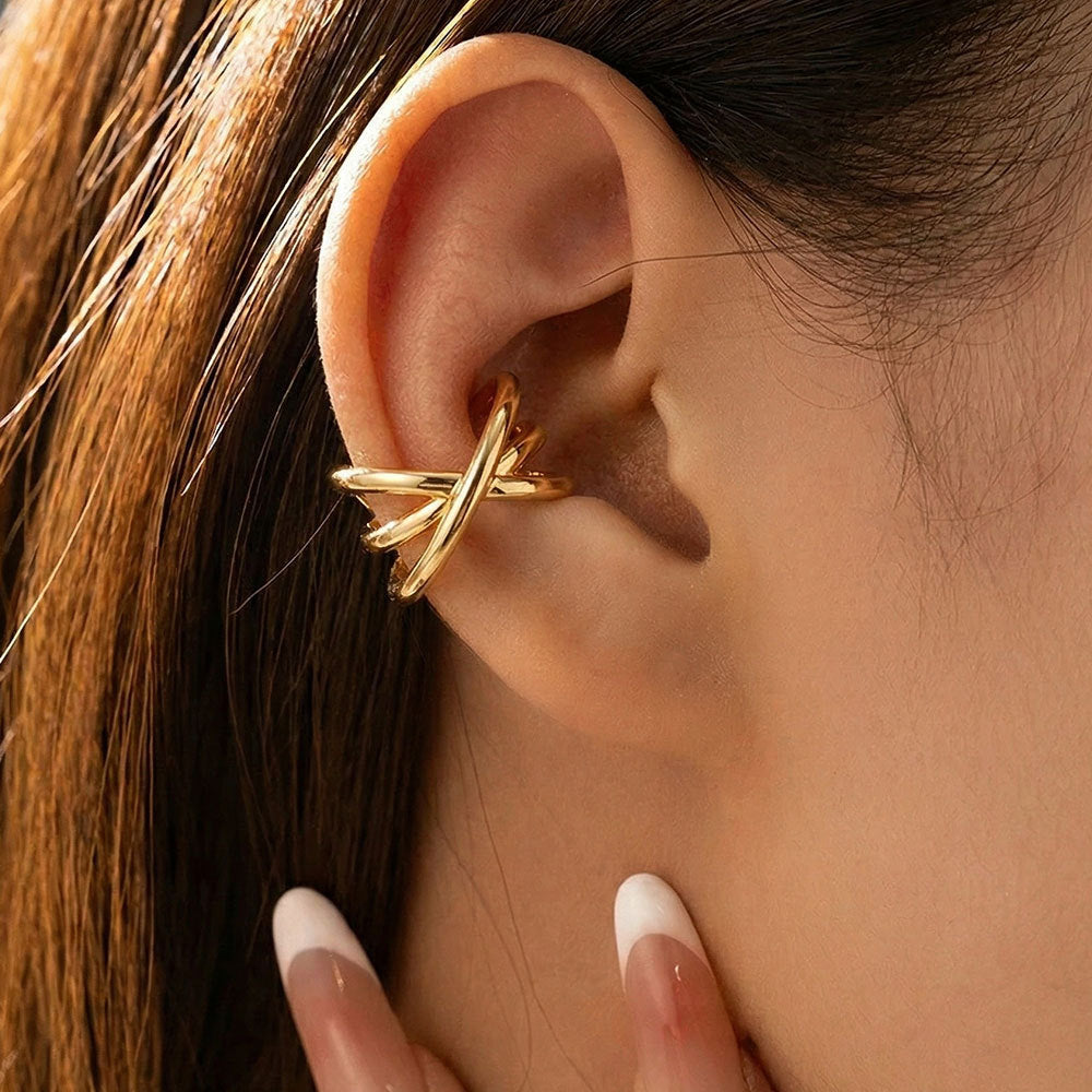 Fashion Retro Cross Lines Advanced Sense Simple Ear Clip