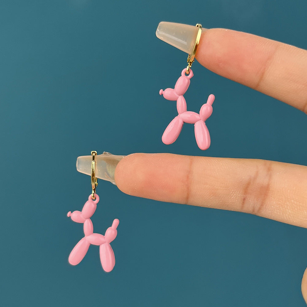 Buckle Ear Spray Paint Candy Puppy Earrings