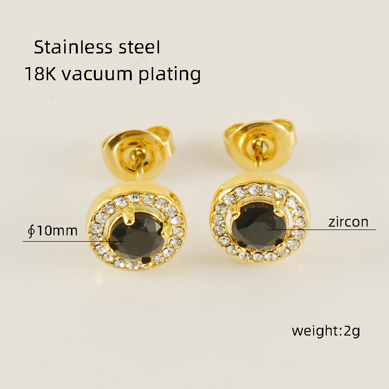 Women's Titanium Steel Zircon Stainless Square High-grade Earrings