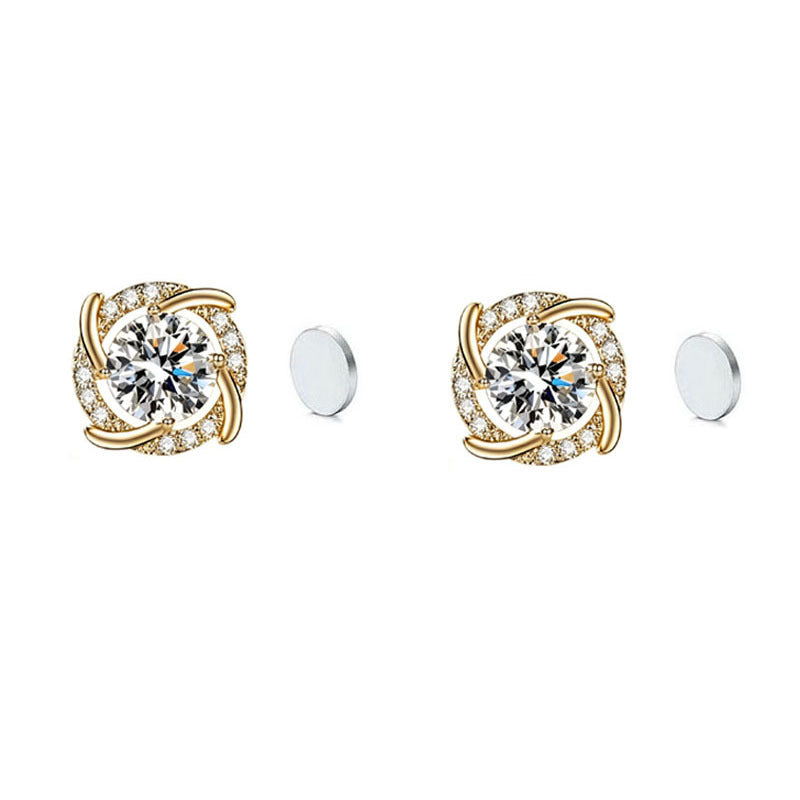 Women's Stainless Steel Windmill Simple Moissanite Design Light Earrings