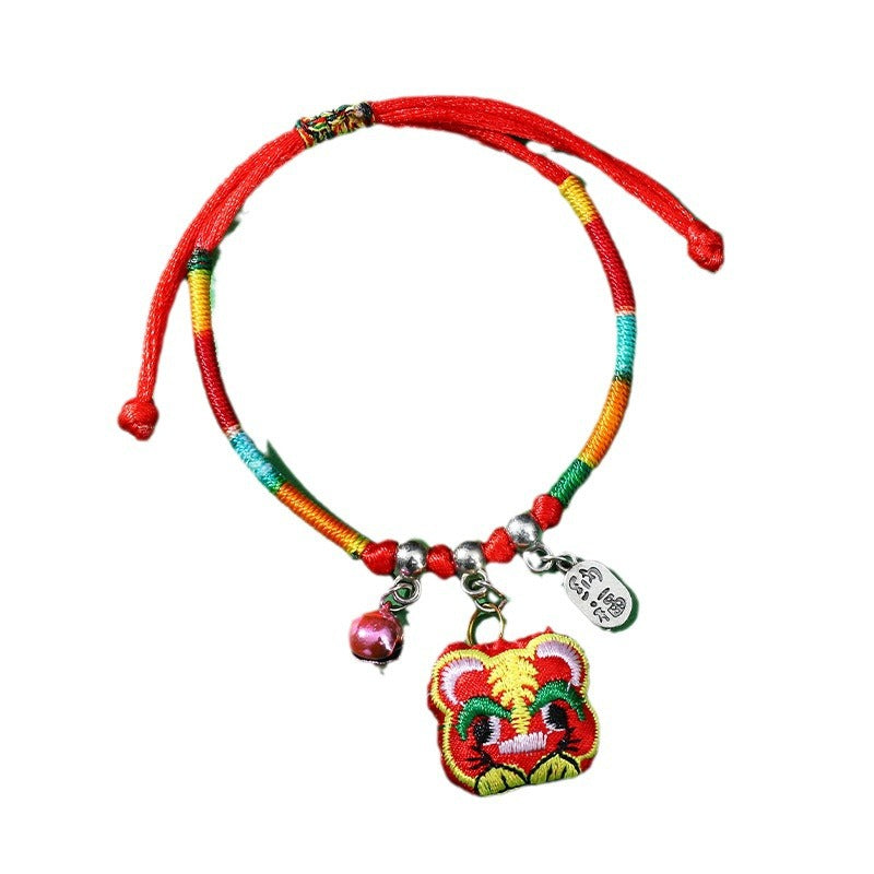 Children's Dragon Boat Festival Colorful Rope Small Tiger Head Lucky Bag Bracelet