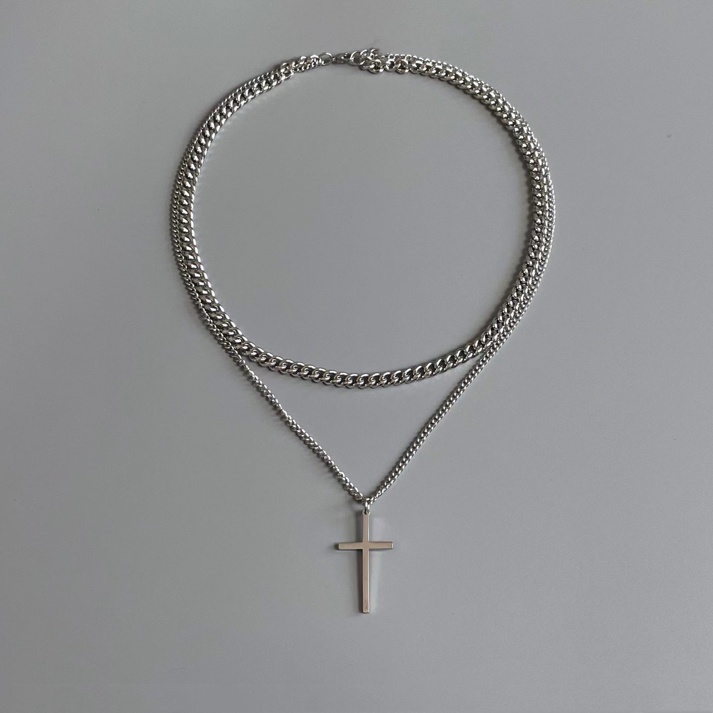 Women's & Men's & Steel Double Layer Cross Fashion Necklaces