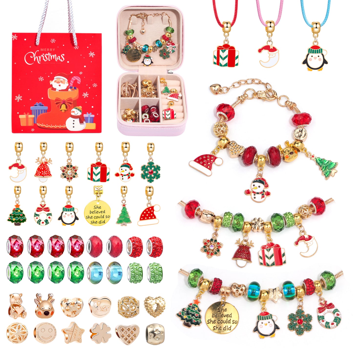 Costume de noël pour enfants, bracelets à pendentif de dessin animé de père noël