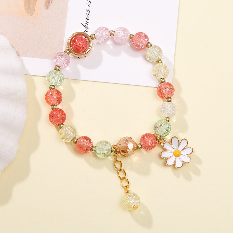 Explosions-Blumen-Kristall, kleines Gänseblümchen, weiblicher koreanischer Schmuck, Sonnenblumen-Armbänder