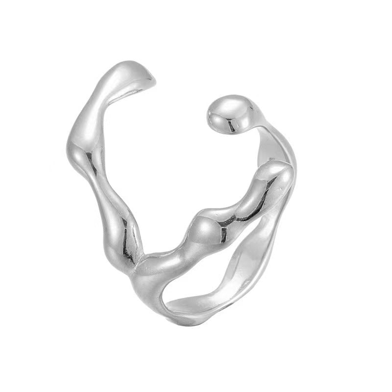 Fashion Moonstone Inlaid Light Luxury Minority Cold Style Female Rings