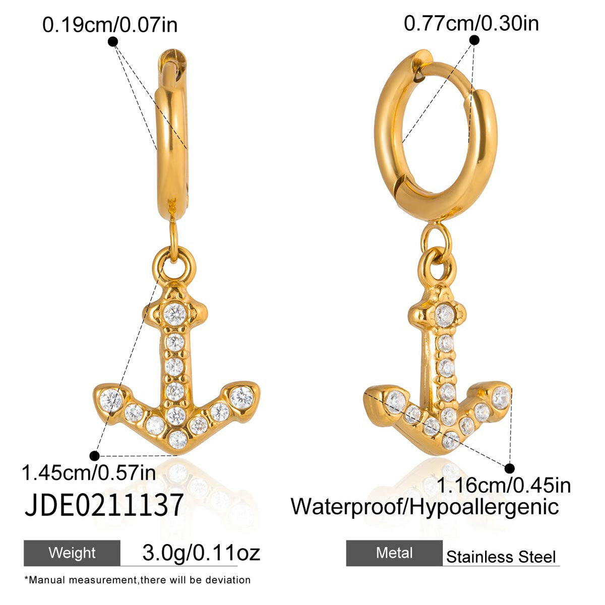Gold Stainless Steel Zircon Marine Light Luxury High Sense Bracelets