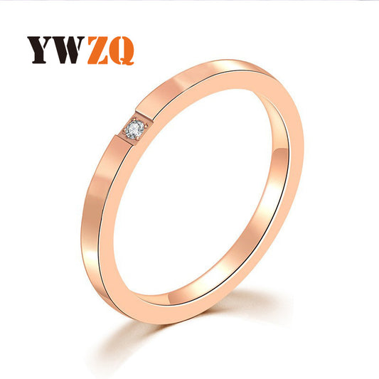 Simple Rose Gold Titanium Steel Couple Rings