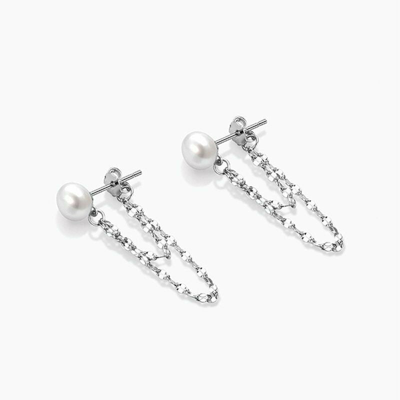 Boucles d'oreilles en chaîne et perles pour femmes, longues pampilles, douces de haute qualité