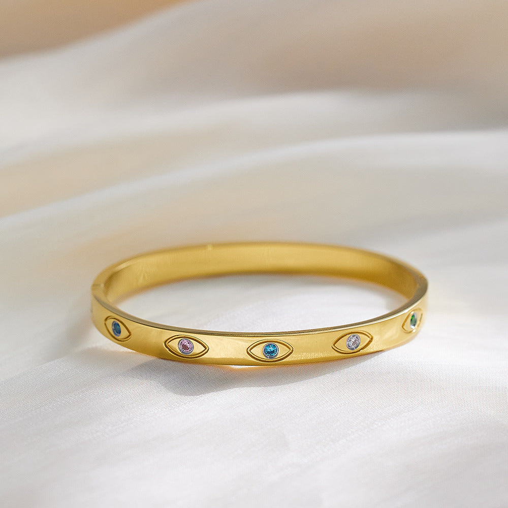 Light Luxury Zircon Gold Titanium Steel Retro Fashion Stainless Bracelets