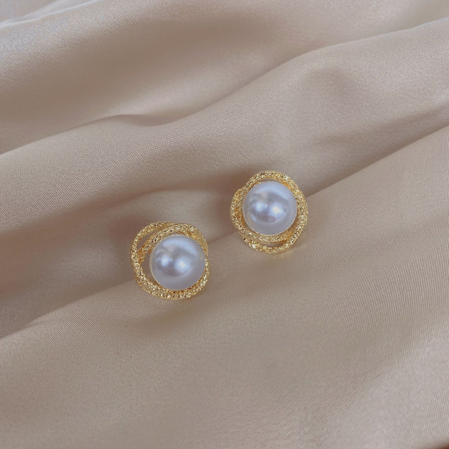 Sier Needle French Elegant Bud Pearl Earrings