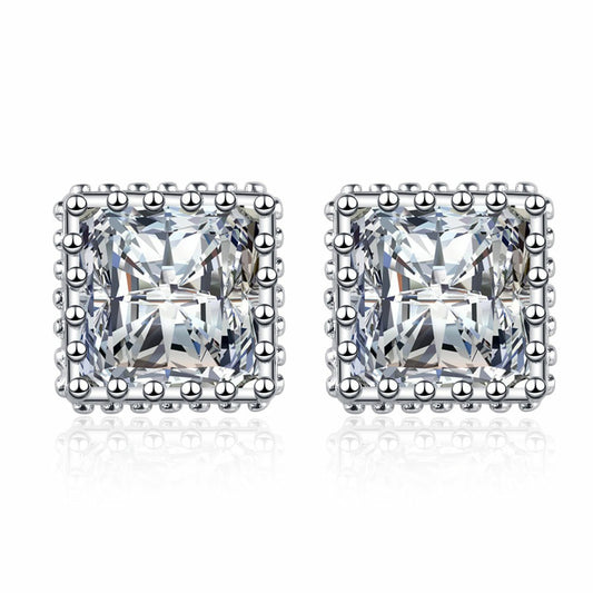 Square Zircon Delicate Light Luxury Hollow Carved Sugar Earrings