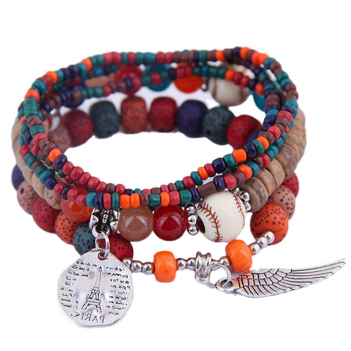 Bracelets en alliage de lettres d'ailes d'ange de style ethnique