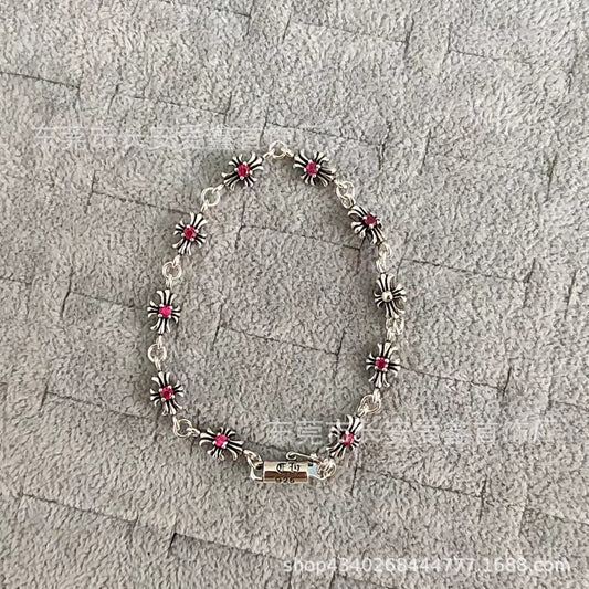 Damen- und Herren-Armbänder im Vintage-Stil, Kreuzblume, Diamant, dünn, trendig, einfach, für Paare