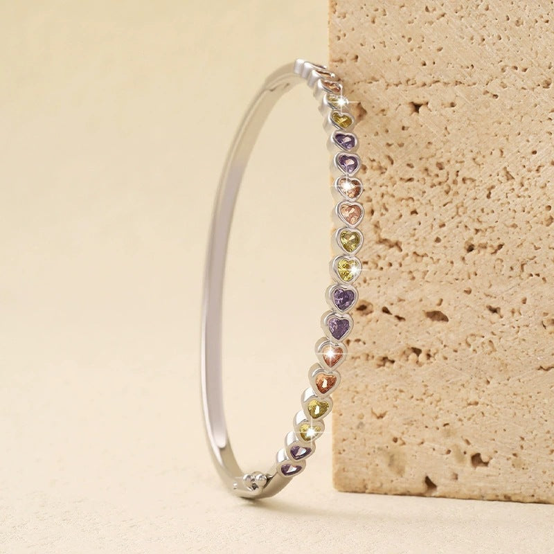 Copper Heart Shape With Diamond Color High Profile Fashion Bracelets