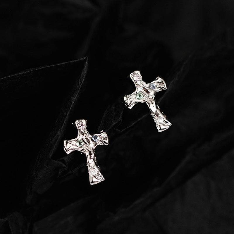 Boucles d'oreilles en argent Sterling avec Zircon et croix de Style coréen