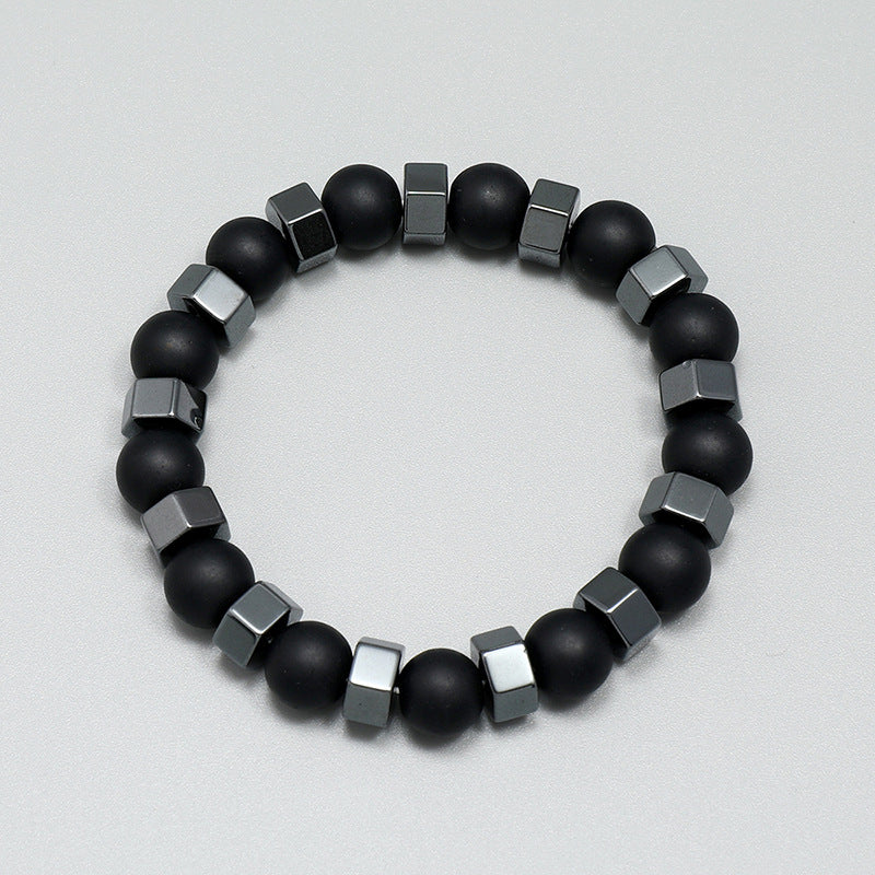 Bracelets élastiques en hématite Vintage en perles d'ornement de mode pour hommes