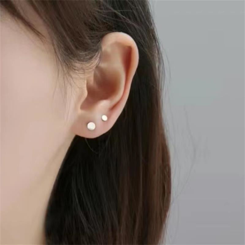 Women's & Men's & Korean Style Sterling Sier Round Earrings