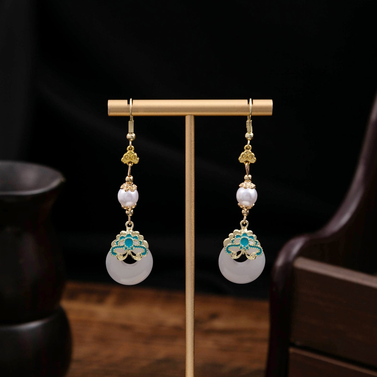 Selection Of Chinese Ancient Style Beaded Long Fringe National Hollow Earrings