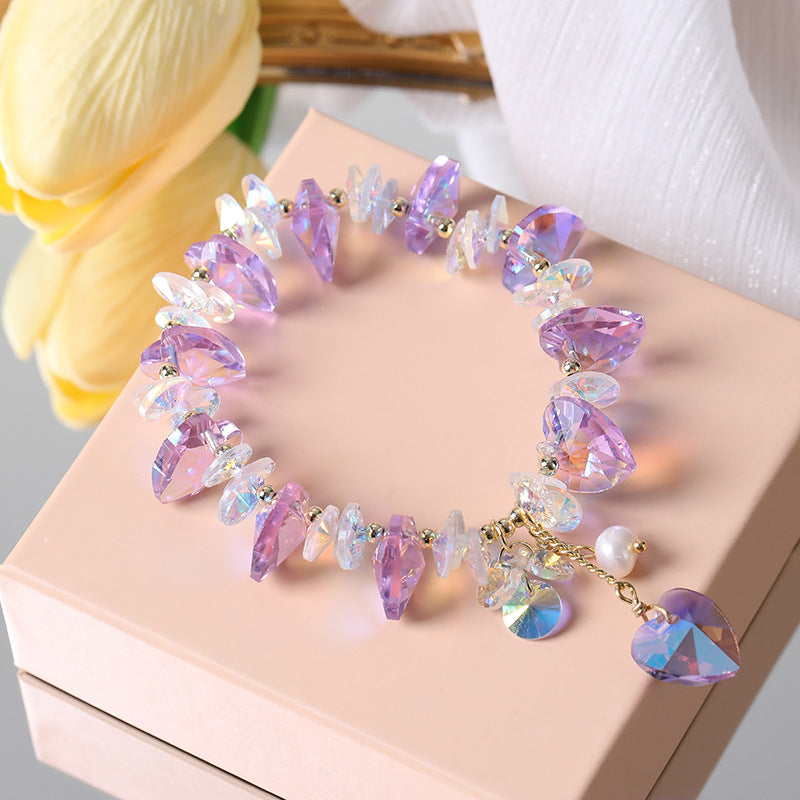 Fashion Fresh Heart-shaped Crystal Pearl Light Bracelets