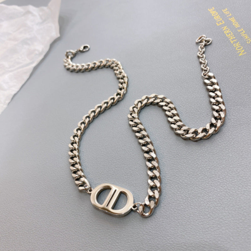 Women's Steel No Fading Letter Thick Chain Clavicle Necklaces