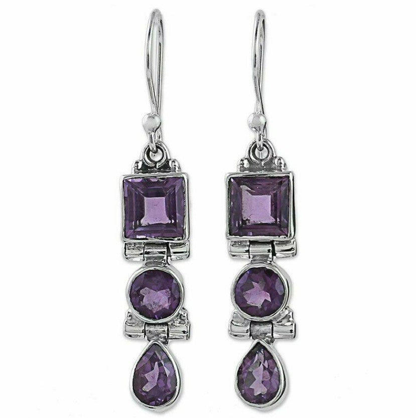 Inlaid Sea Blue Topaz Female Creative Rotational Water Drop Earrings