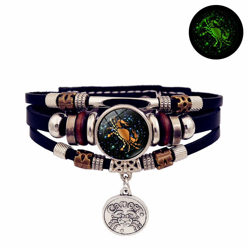 Women's & Men's & Luminous Constellation Leather And Couple Gifts Handmade Beaded Creative Bracelets