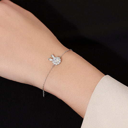 Bracelets de lapin pleins de diamants de style de luxe abordables pour femmes