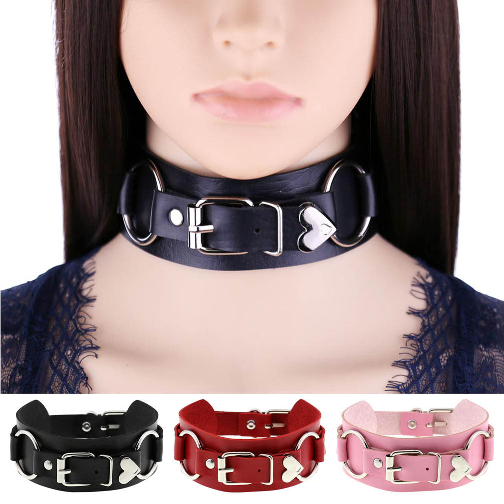 Punk Leather Heart Love Personalized Belt Necklaces